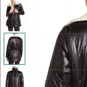 Jacket w/ faux fur shearling collar/ lining cozy